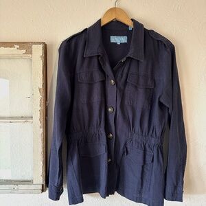 Draper James RSVP Women's Navy Linen Utility Jacket, Size Medium
